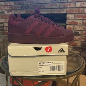 Women's Adidas SUPERSTAR XLG Burgundy Sneakers